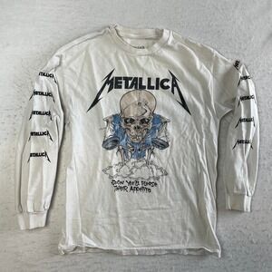 Metallica Long Sleeve Shirt Mens MD White Graphic Logo Sleeves Band Tee 2017